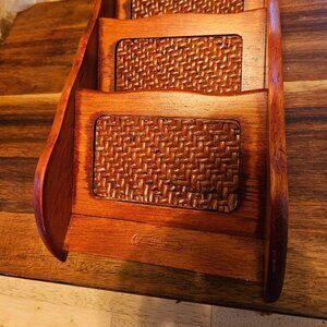 mountain woods beautiful letter holder adorned with wicker 3 slots for mail